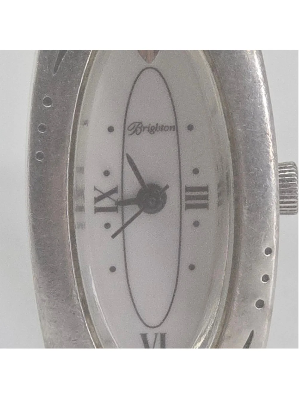 Vintage Brighton Claremont Silvertone Watch Black Leather Functional Battery